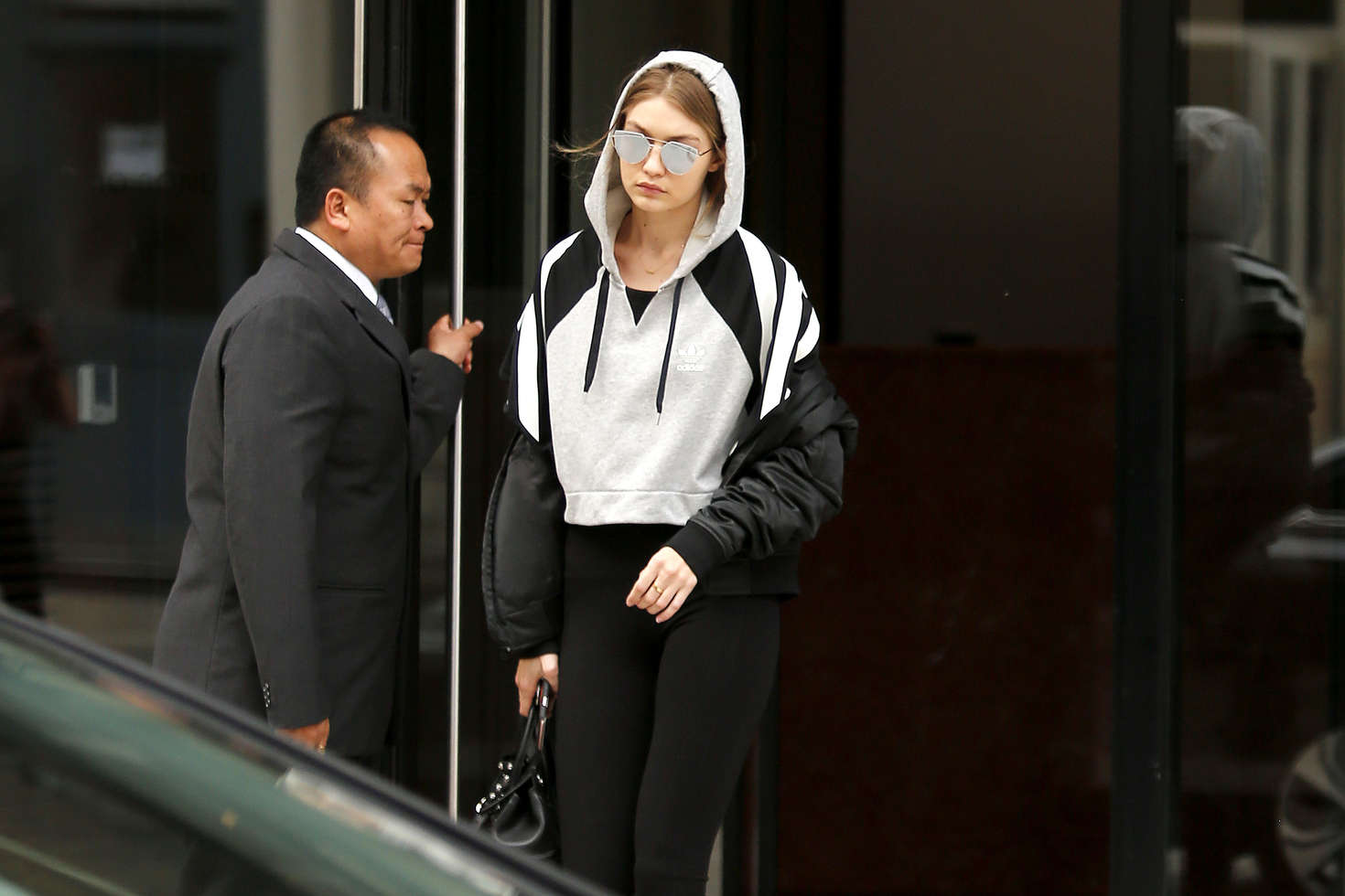 Gigi Hadid in Tights Leaves her apartment 09