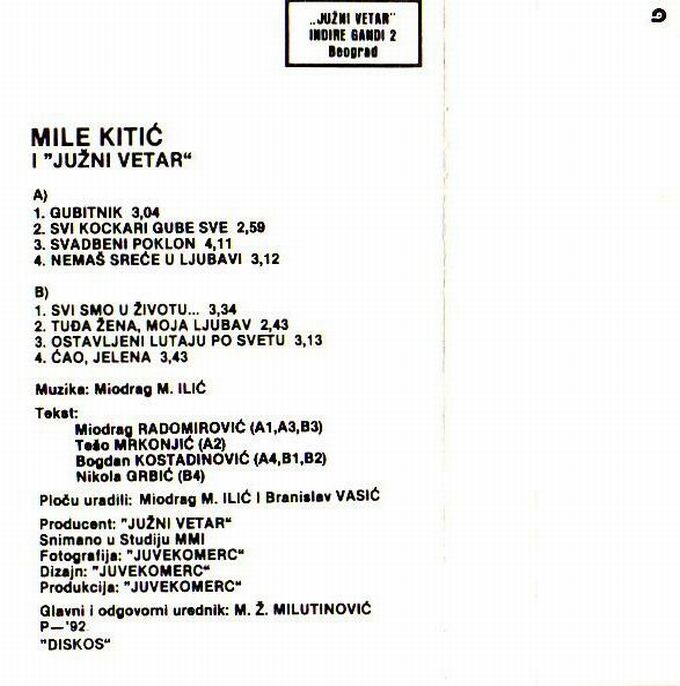 Mile Kitic 1992 zadnja