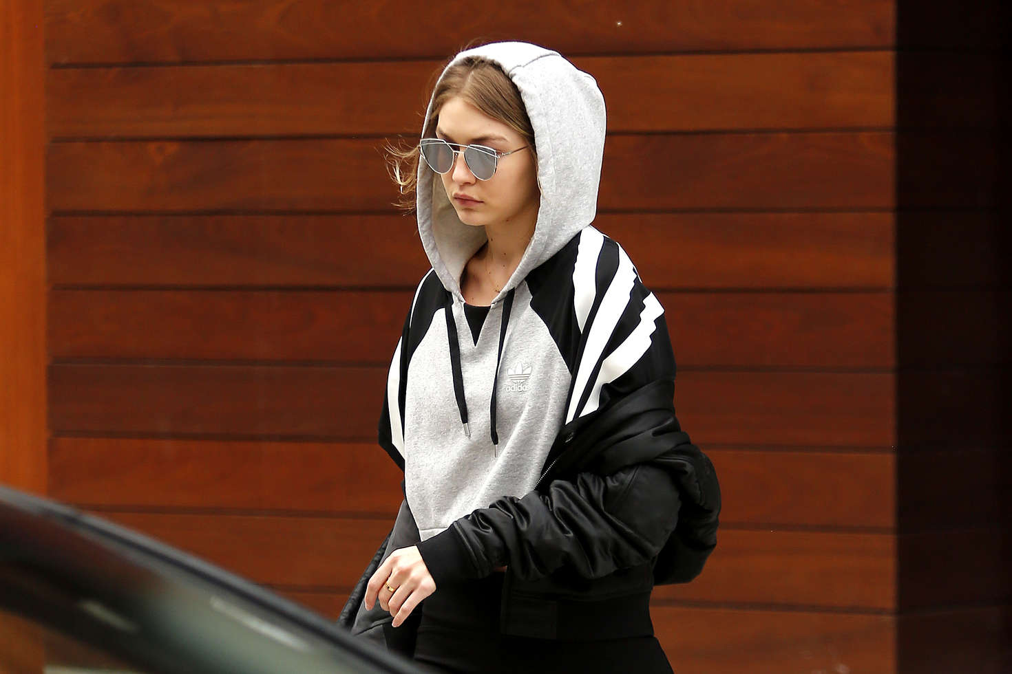 Gigi Hadid in Tights Leaves her apartment 01