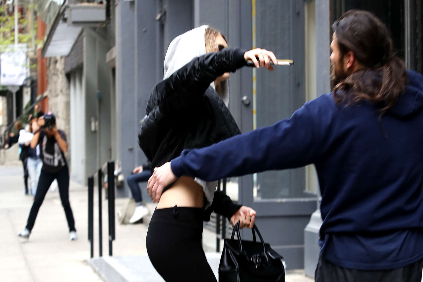 Gigi Hadid in Tights Leaves her apartment 18