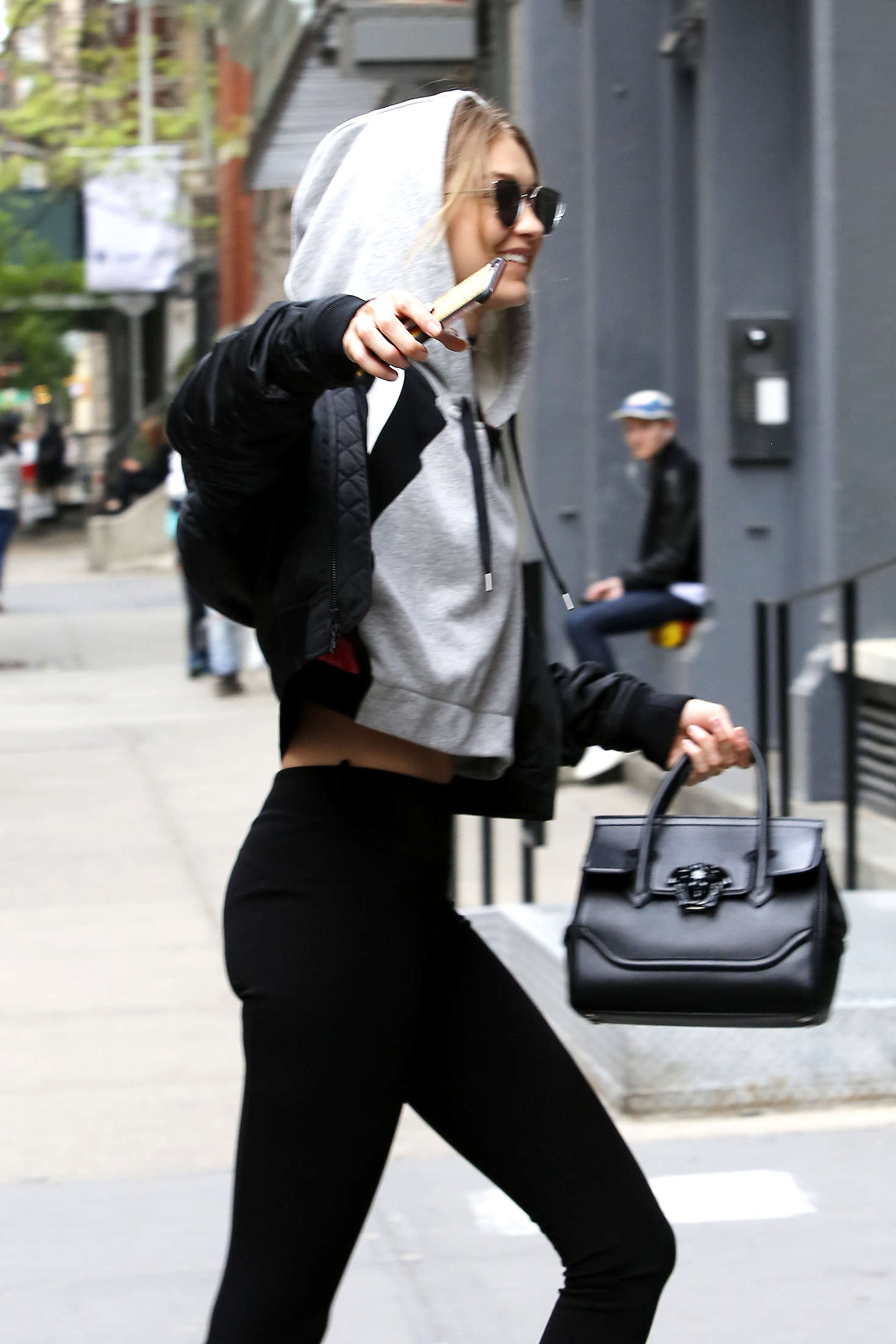 Gigi Hadid in Tights Leaves her apartment 26